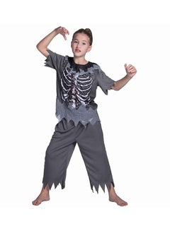 2-Piece Skeleton Themed Top And Trousers Costume Set