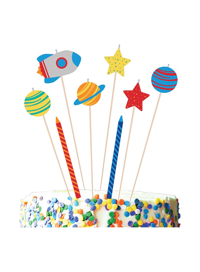 Amscan 8-Piece Space Rocket Shape Candle Set 24.1cm