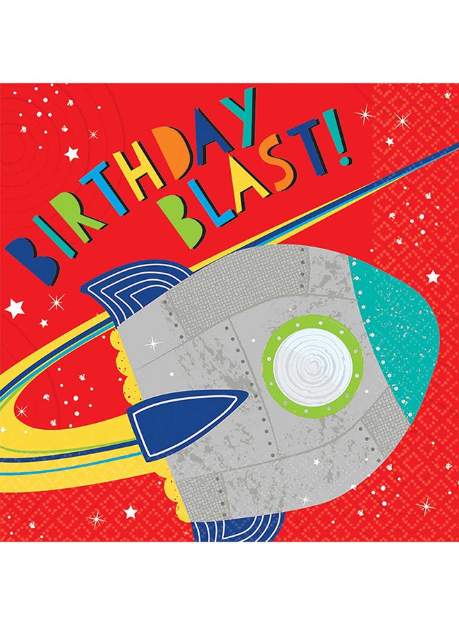 Amscan 16-Piece Rocket Birthday Blast Print Napkin Set 33cm