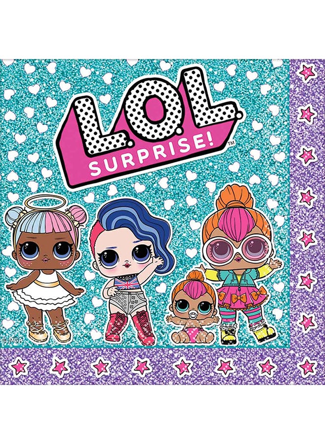 Amscan 16-Piece Square Shape Cartoon Girls Print Napkin Set