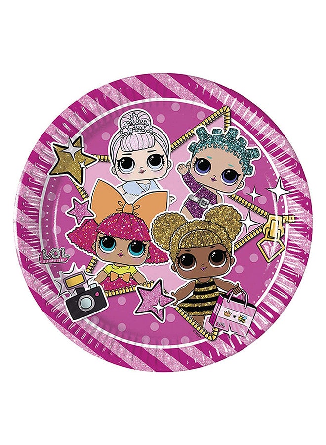 بروكوس طقم أطباق دائرية بطبعة رسومات كرتونية للفتيات مكون من 8 طبعات 7بوصة