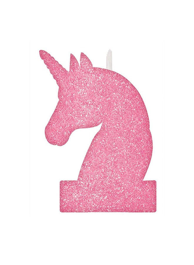 Amscan - Magical Unicorn Glitter Pattern Candle 13.13 x 8.26cm - Image 1