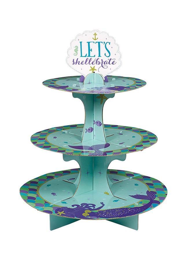 Amscan Mermaid Print 3-Layer Cake Stand 35.56 x 29.72cm