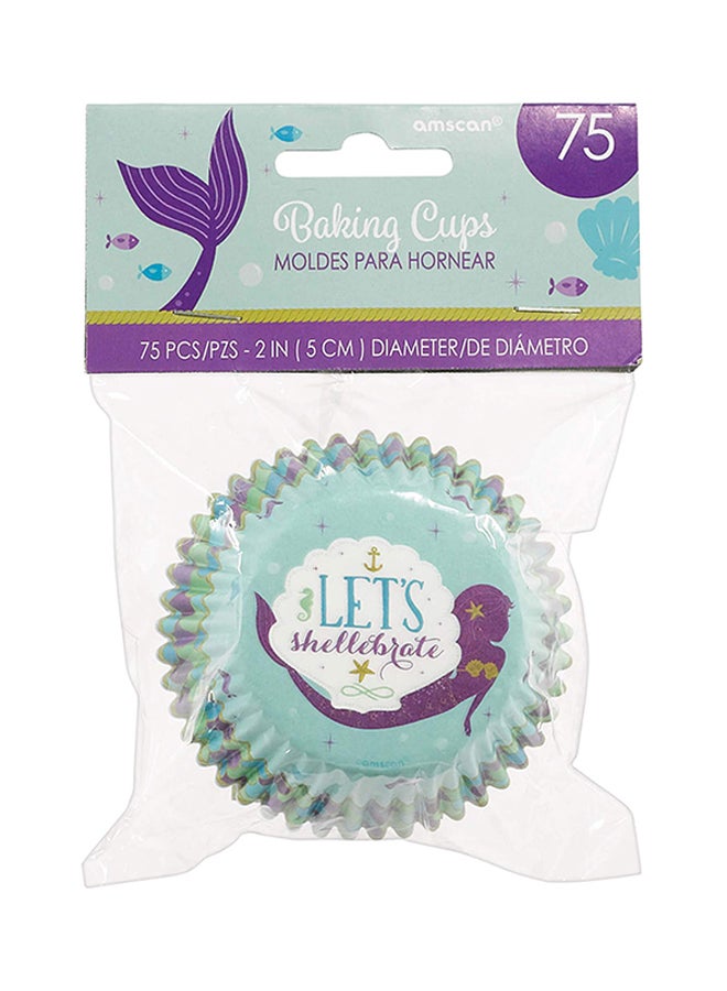 Amscan 75-Piece Mermaid Print Baking Cup Set 5.08cm