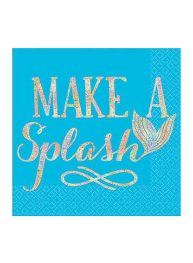 Amscan 16-Piece Square Shape Make A Splash Print Napkin Set