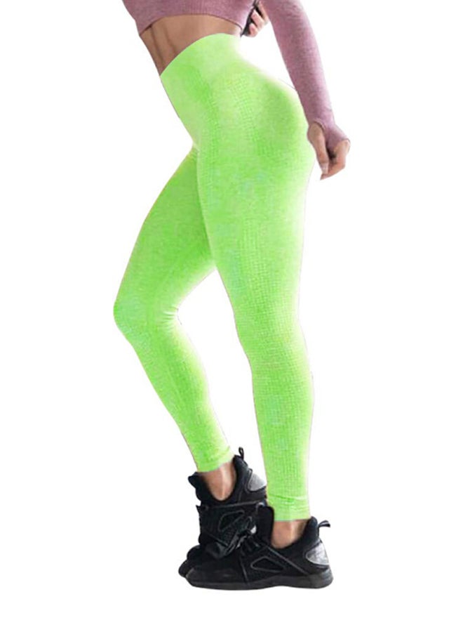 Cool Baby - Seamless Jacquard Point High Waist Fitness Leggings Green - Image 1