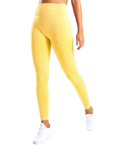 Seamless Jacquard Point High Waist Fitness Leggings Yellow