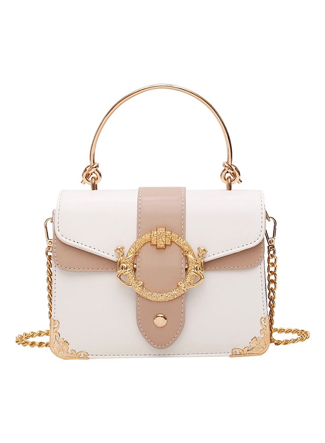 Generic - Fashion Solid Pattern Crossbody Bag White/Beige - Image 1