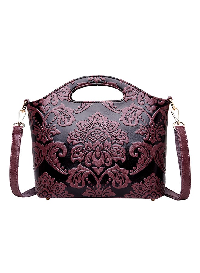 Elegant Floral Pattern Hobo Handbag Purple  - Image 1