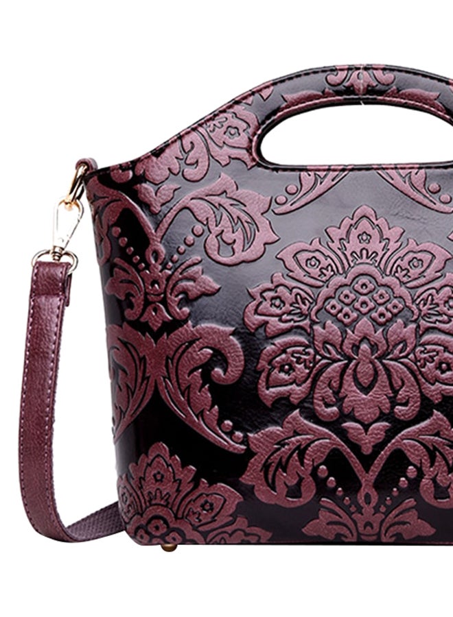 Elegant Floral Pattern Hobo Handbag Purple  - Image 2