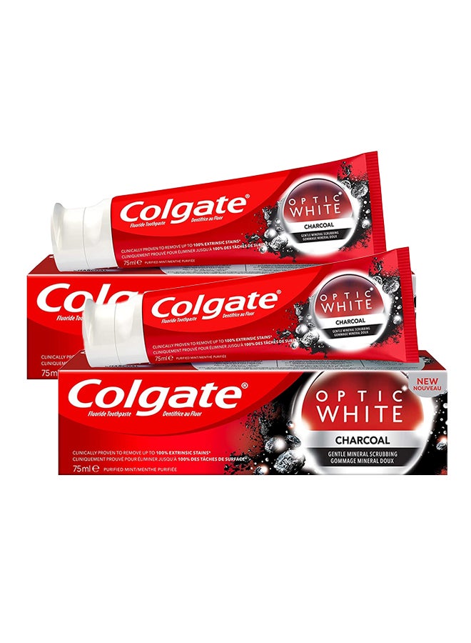 Optic White Charcoal Toothpaste Pack Of 2 75ml 
