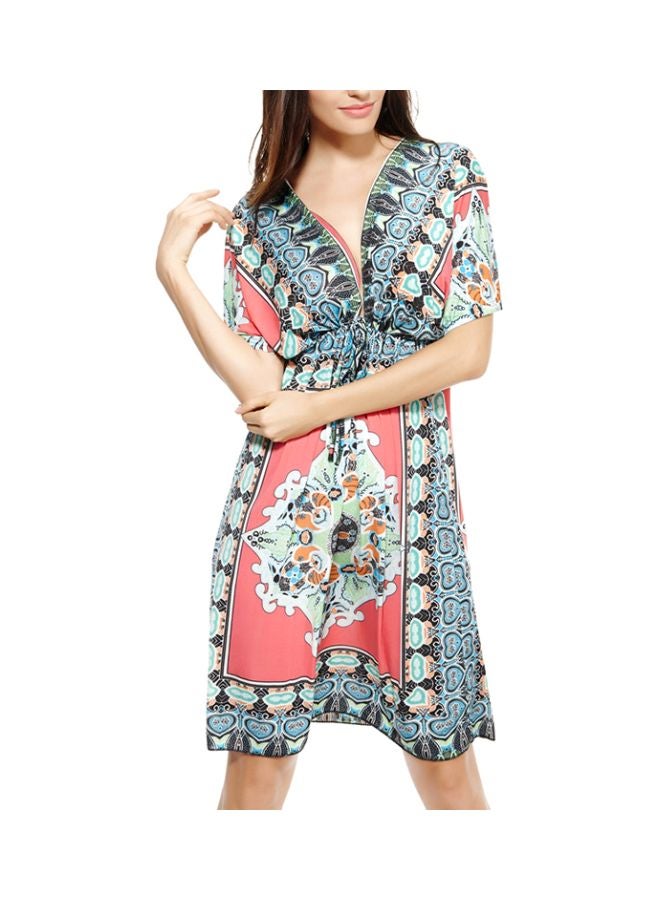 ANSELF Short Sleeves Bohemian Dress Multicolor - Image 1