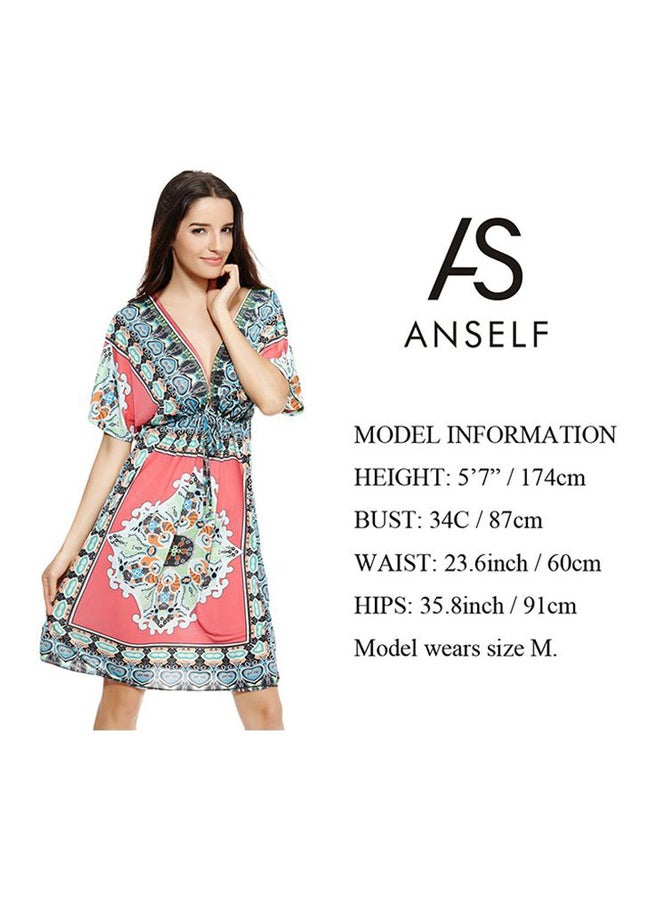 ANSELF Short Sleeves Bohemian Dress Multicolor - Image 3