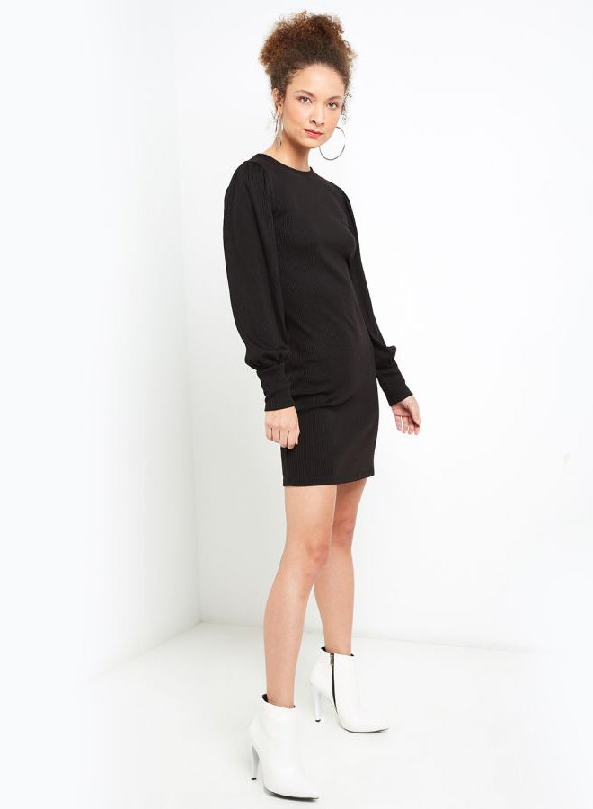 VERO MODA Long Sleeve Rib Dress Black  - Image 3