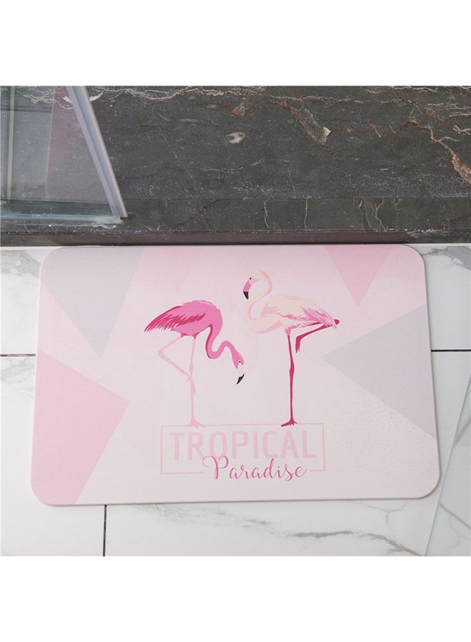 Generic Flamingo Printed Anti-Skid Doormat Pink/Blue 40 x 60cm 