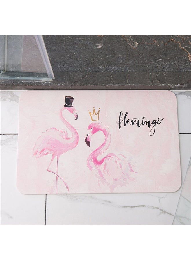 Generic Flamingo Printed Anti-Skid Doormat Pink/Black 40 x 60cm 