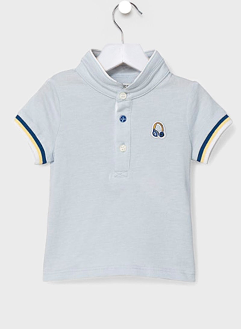 IKKS Boys Slogan Polo Blue - Image 1