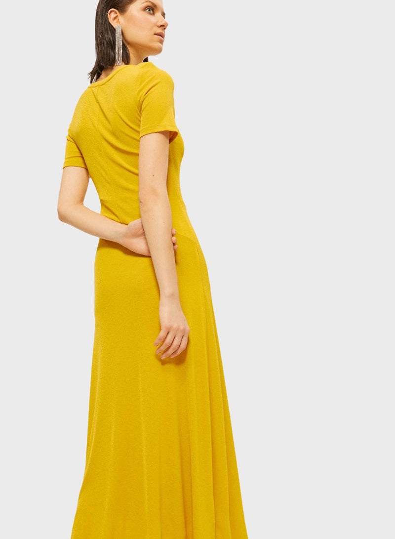 RINA - Half Sleeve Maxi Dress Yellow - Image 1