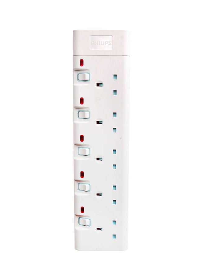 Philips 5-Outlet Extension Socket With Individual Switch White/Blue/Red - Image 2