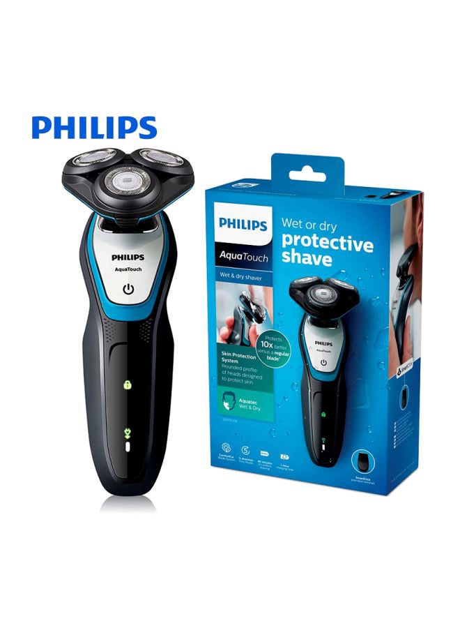 فيليبس ماكينة الحلاقة الكهربائية أكواتاتش للاستخدام الجاف والرطب أسود/أزرق/فضي - Image 2