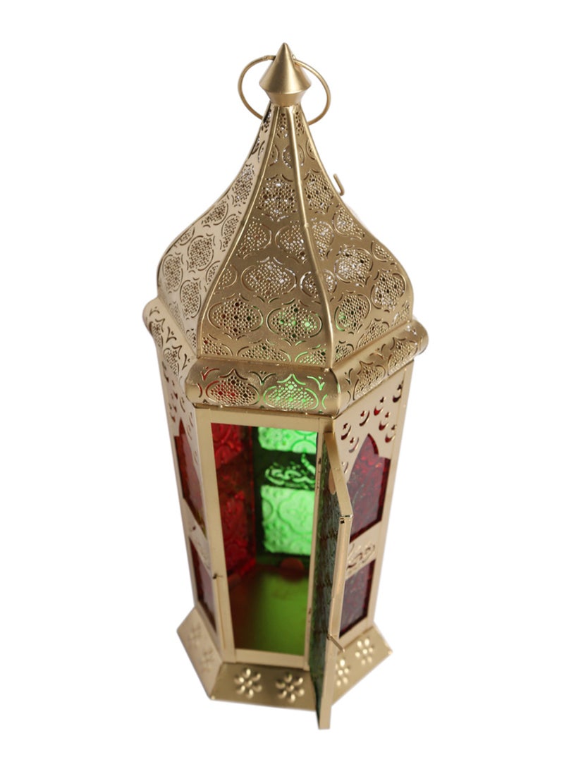 هومس آر أس Ramadan Decorative Antique Design Candle Lantern Gold/Red/Green 17 x 42cm - Image 2