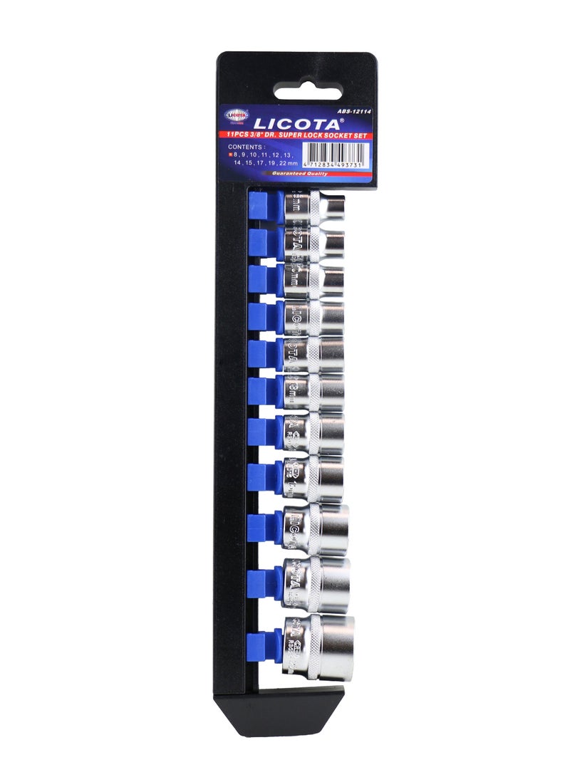 LICOTA 11-Piece Super Lock Socket Set Black/Blue/Silver - Image 1