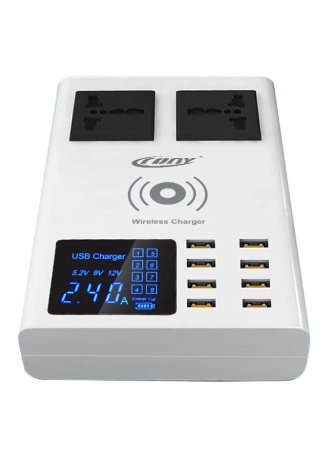 كروني موزع منافذ USB متعدد الوظائف ب 8 منافذ ومقبسين أبيض/ أسود - Image 1