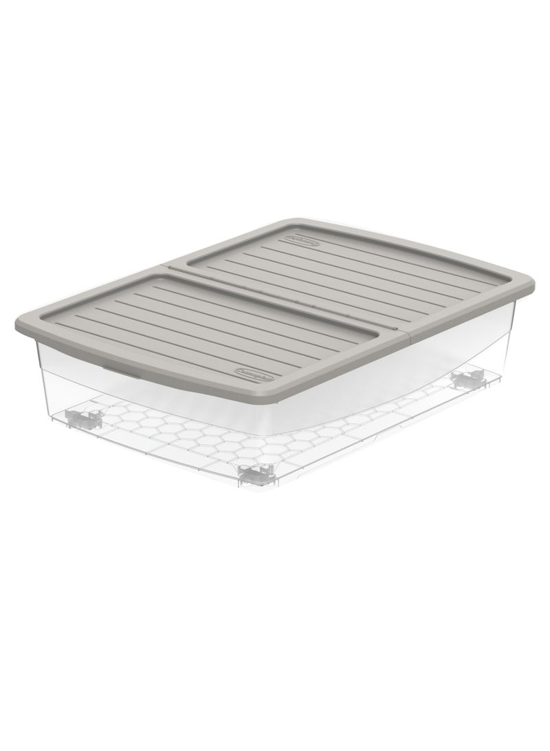 Home Box Underbed Storage Box With Wheels Clear/Grey  - Image 2