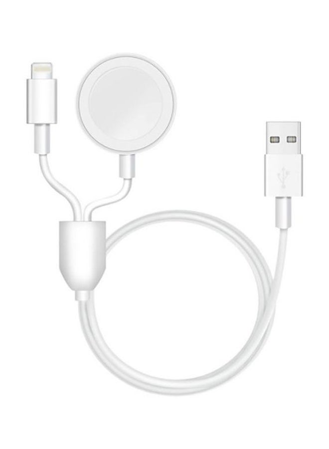 كابل شحن لاسلكي مغناطيسي بمنفذ USB أبيض - Image 1
