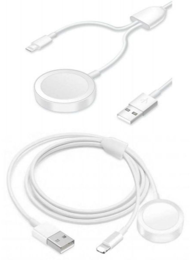 كابل شحن لاسلكي مغناطيسي بمنفذ USB أبيض - Image 2