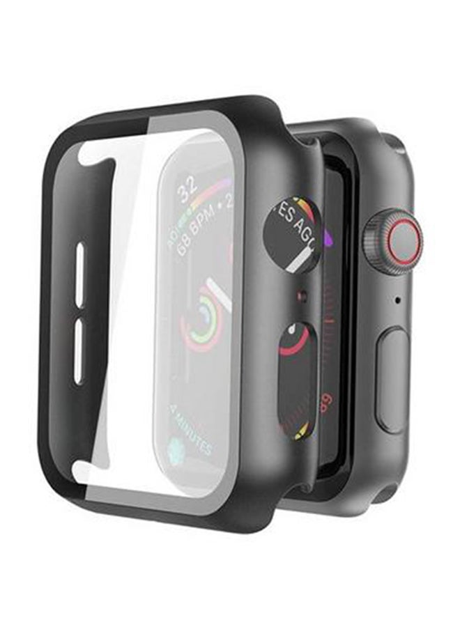 هايفن لاصقة حماية من الزجاج المقوى لساعة أبل ووتش أسود / شفاف
