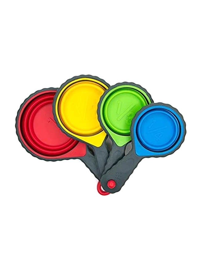Gulfdealz 4-Piece Collapsible Measuring Cup Spoon Multicolour 38.1 x 22.9 x 5.1cm 
