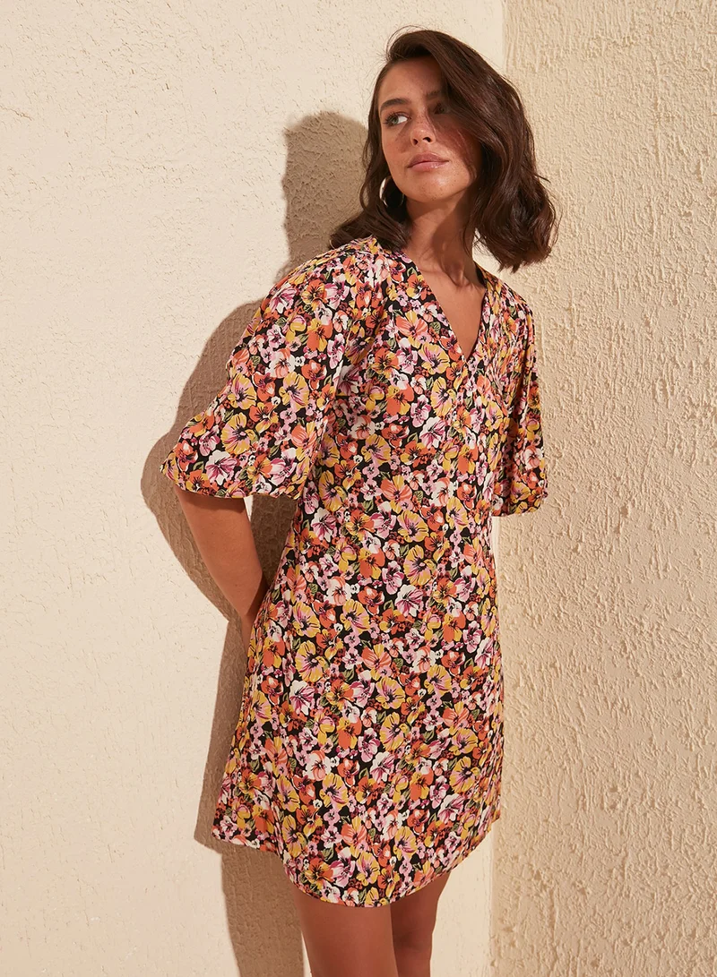 trendyol Floral Puff Sleeve Dress