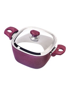 Top Chef Square Stew Pot With Lid Burgundy/Silver 28cm 