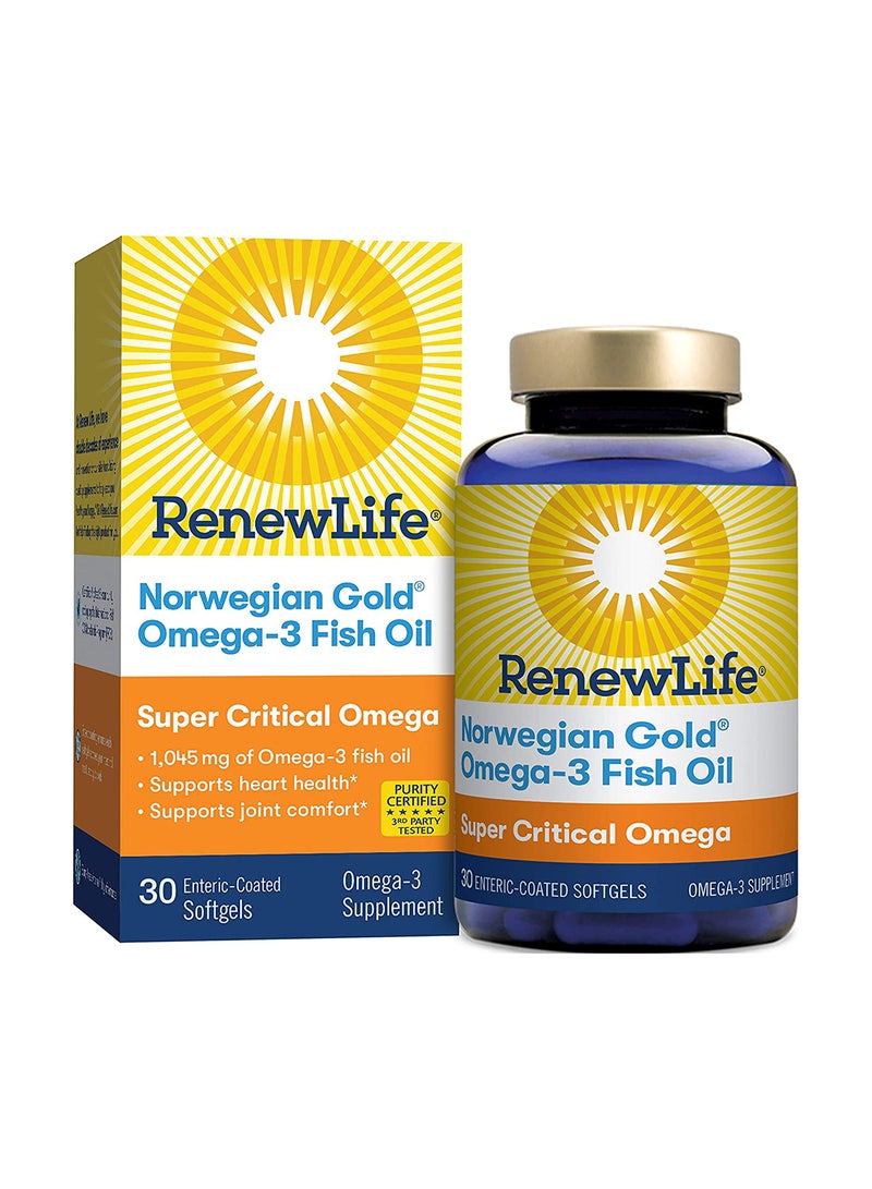 مكمل غذائي سوبر كريتيكال أوميجا 3 من زيت السمك - 30 كبسولة هلامية