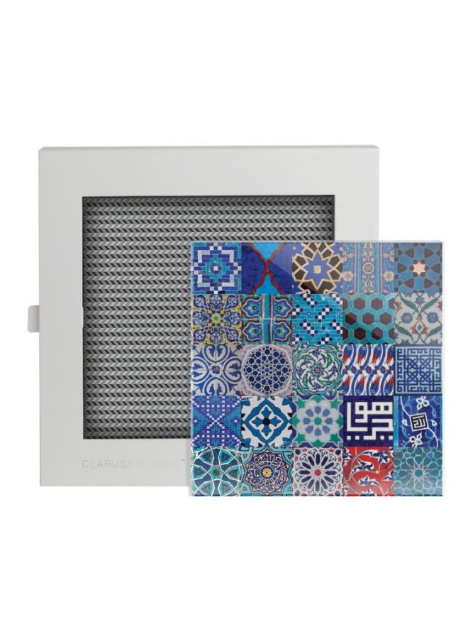Clarus Edition Islamic Design Wall Art Blue/ Black/ Red 16x16cm - Image 1