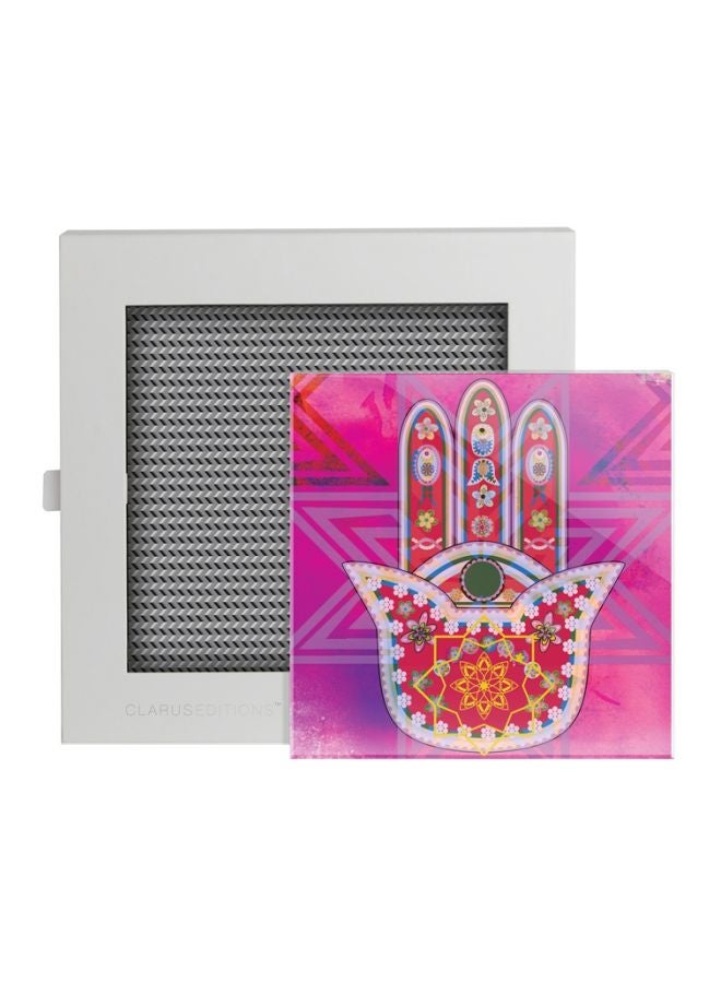 Fatima Hand VIII Decorative Wall Art Pink/Red/White 16x16cm - Image 1