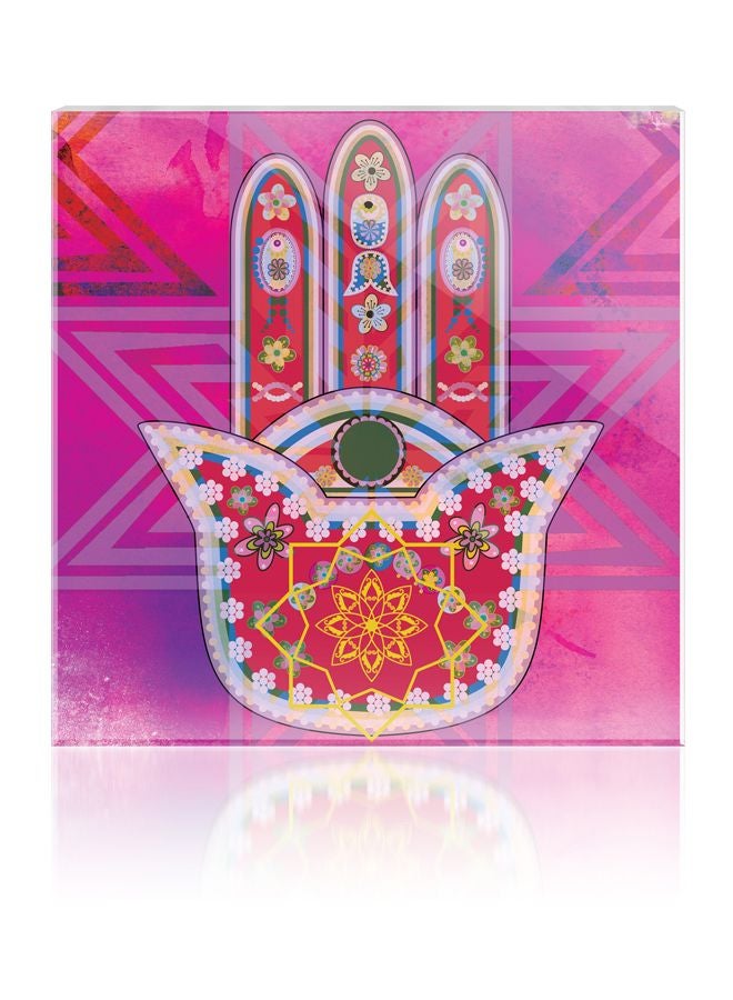 Fatima Hand VIII Decorative Wall Art Pink/Red/White 16x16cm - Image 2