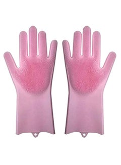UBOYLI Pair Of Magic Scrubber Cleaning Gloves Pink 35cm  - Image 1