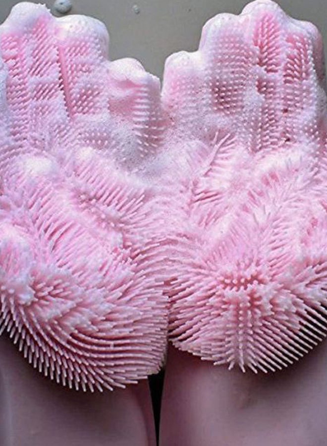 UBOYLI Pair Of Magic Scrubber Cleaning Gloves Pink 35cm - Image 2