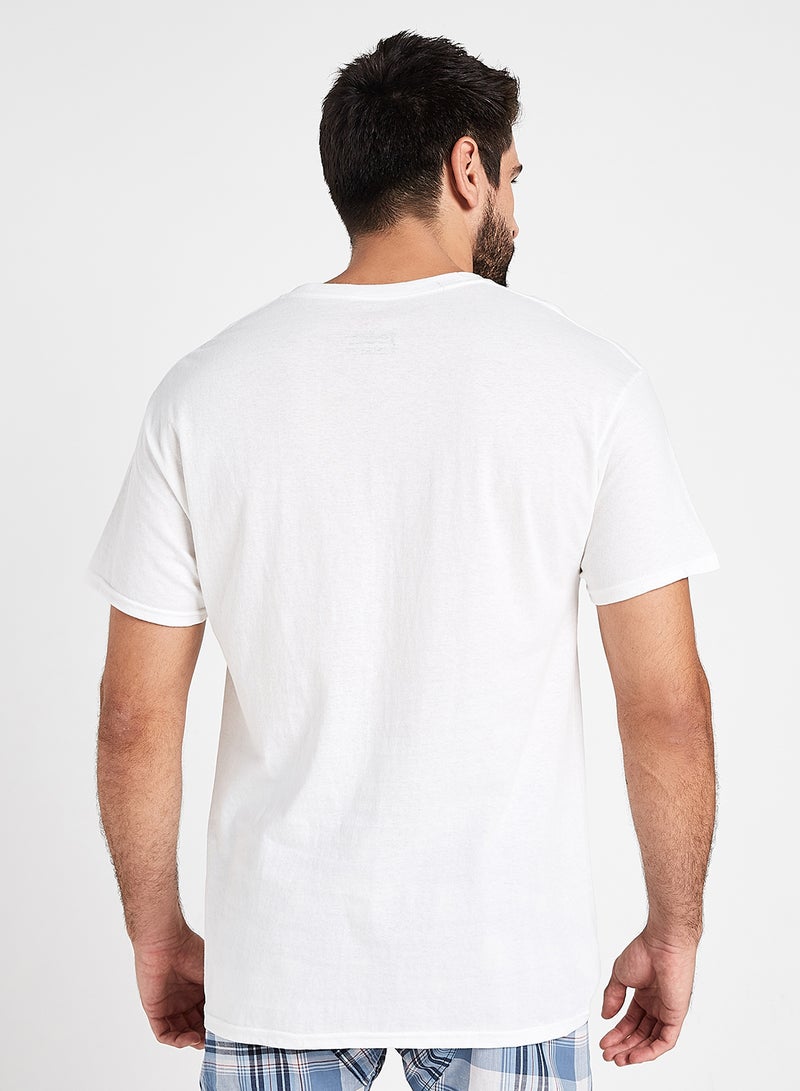 3-Piece Cotton Short Sleeves Undershirt White