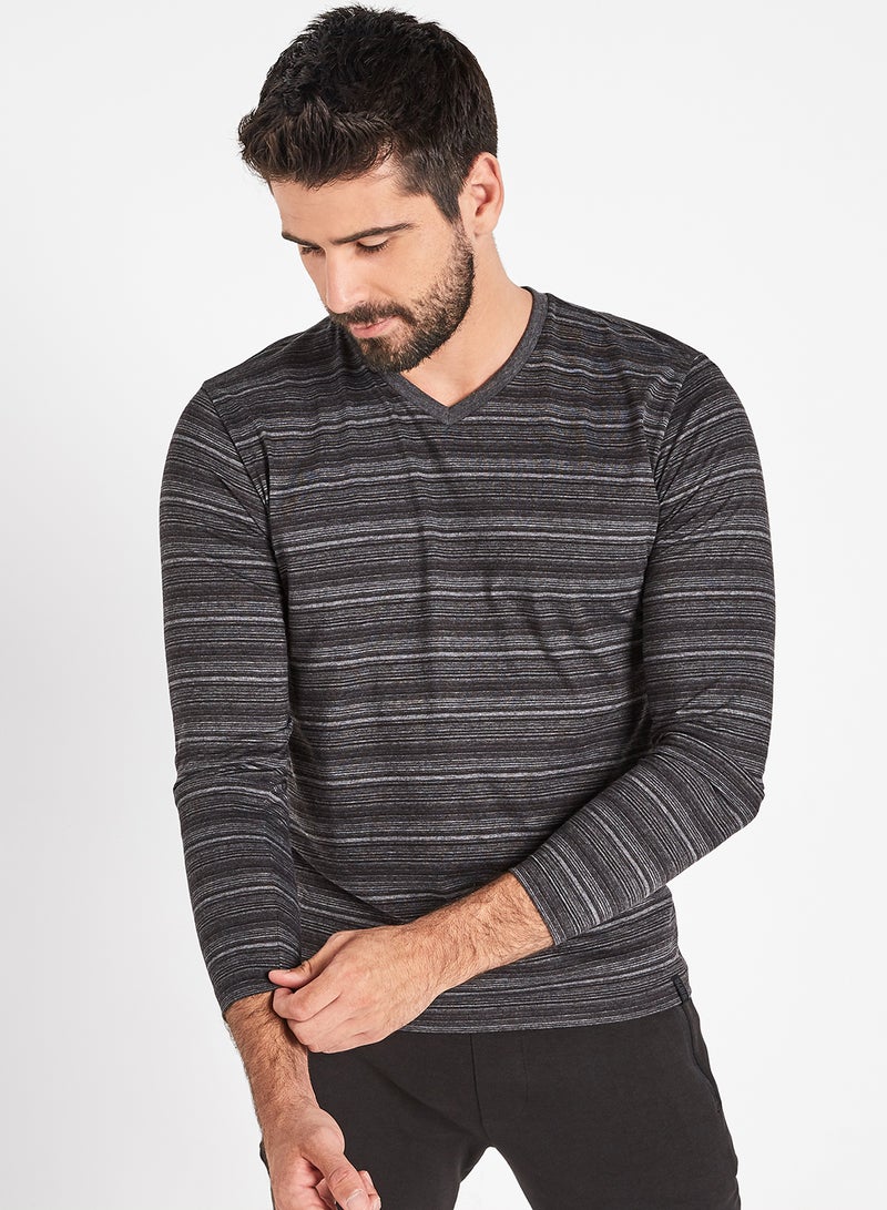 JOCKEY - Stripe Pattern Short Sleeves T-Shirt Black - Image 1