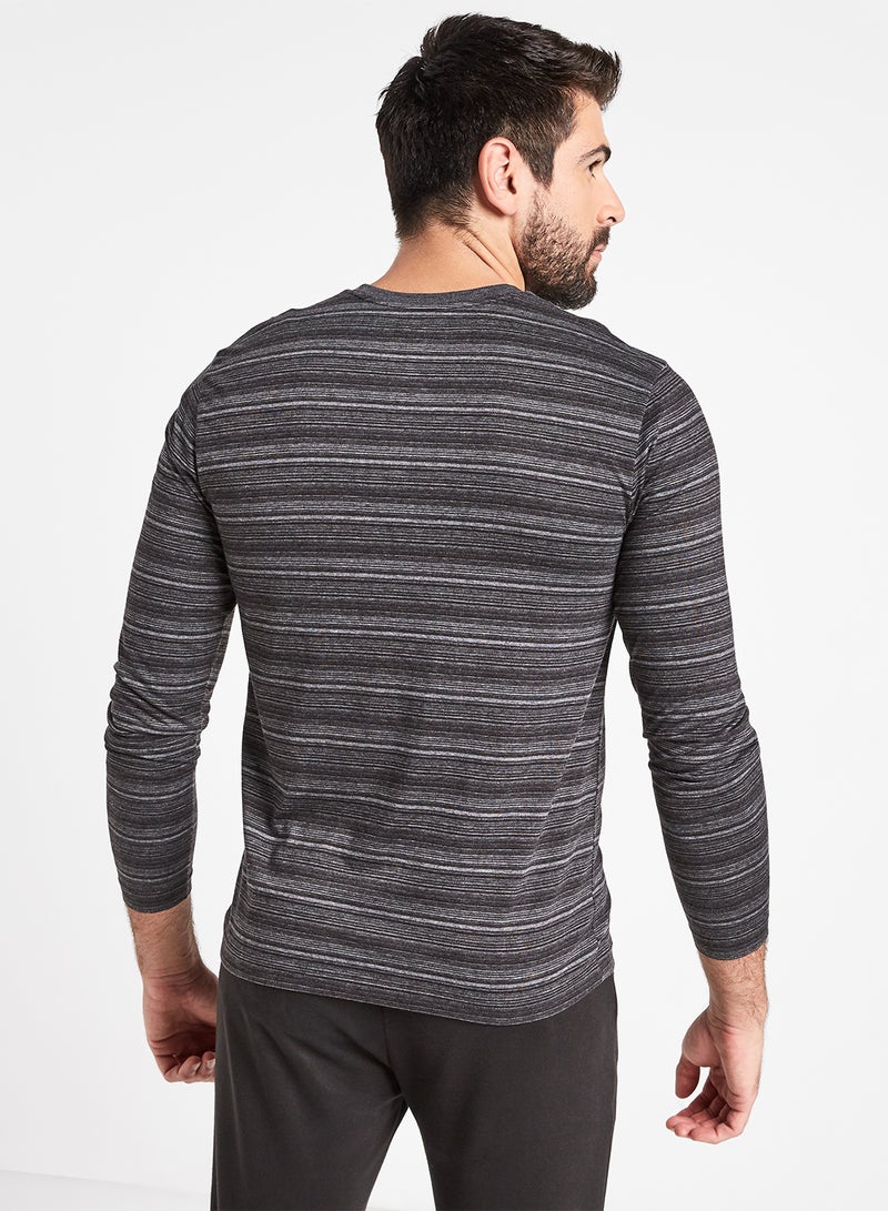 JOCKEY - Stripe Pattern Short Sleeves T-Shirt Black - Image 1
