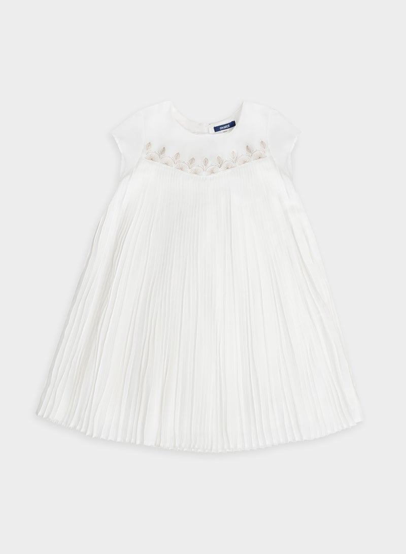 Okaidi Kids Flared Pleated Dress White - Image 1