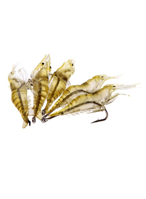 5-Piece Vivid Shrimp Prawn Bait Sharp Hook Fishing Lure Set 5 X 4cm