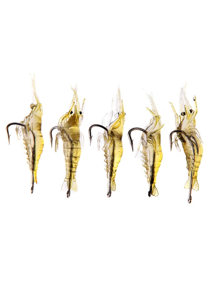LIXADA - 5-Piece Vivid Shrimp Prawn Bait Sharp Hook Fishing Lure Set 5 X 4cm - Image 1