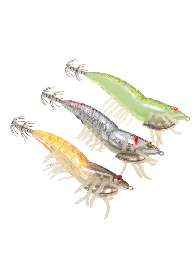 LIXADA - 3-Piece Shrimp-Resembled Prawn Squid Jigs Hook Artificial Bait Set 3 x 12cm - Image 1
