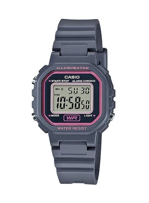 ساعة يد إلومينيتور رقمية ومقاومة للماء طراز LA-20WH-8ADF - 35 مم - لون رمادي