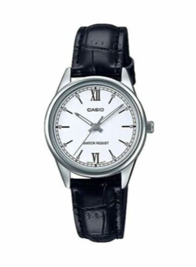 كاسيو ساعة يد بعقارب وسوار من الجلد طراز LTP-V005L-7B2UDF - 28 مم - أسود للنساء - Image 1