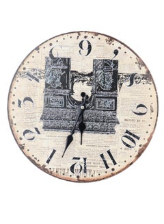 Newspaper Print Wall Clock Beige/Black 40 x 40cm